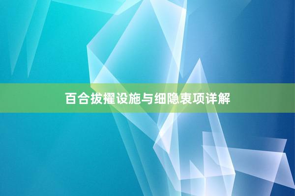 百合拔擢设施与细隐衷项详解